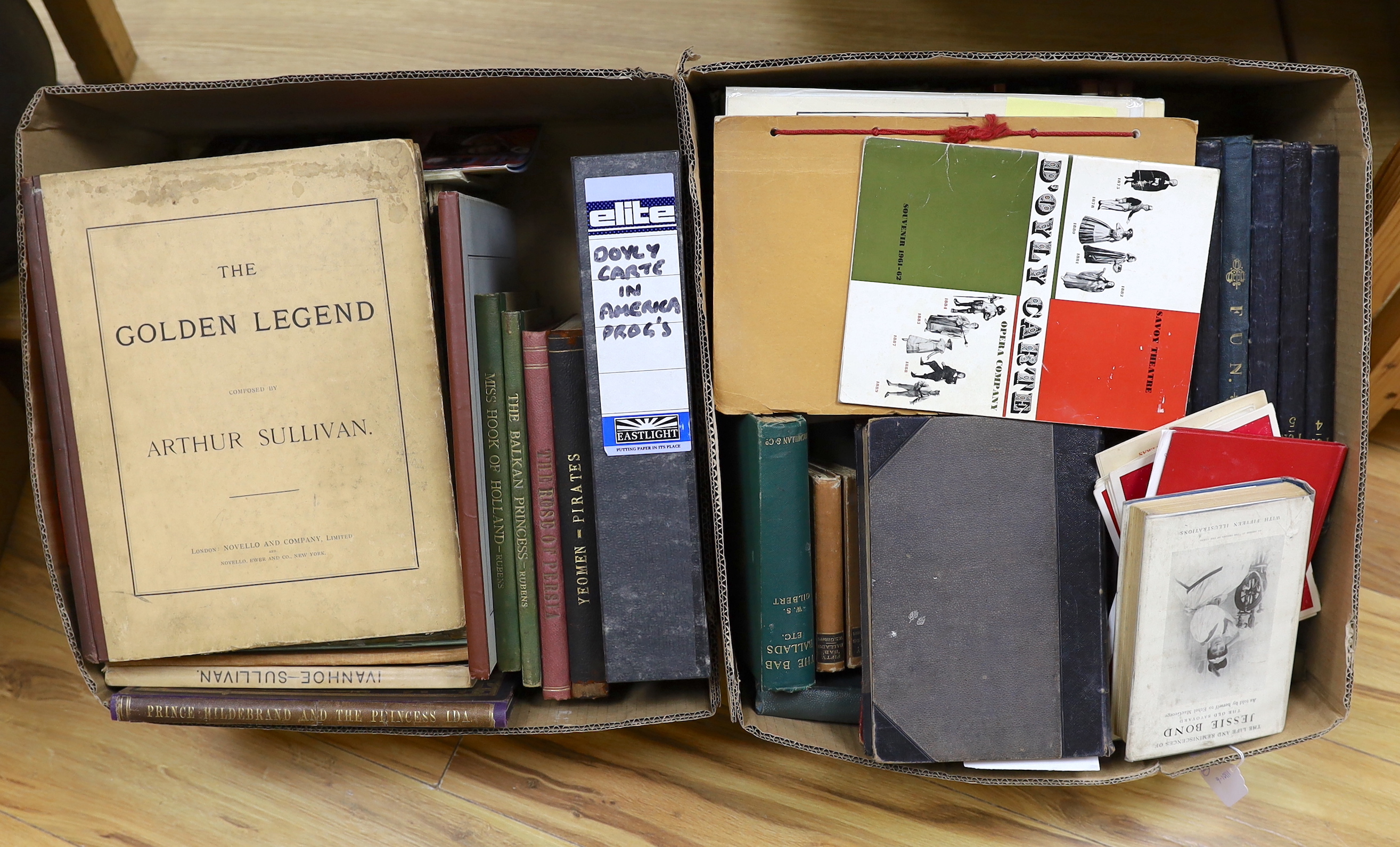 A collection of Gilbert and Sullivan related books and memorabilia including; scores for many of the operettas, biographies and histories relating to D’Oyly Carte, including ten books signed by the authors or cast member